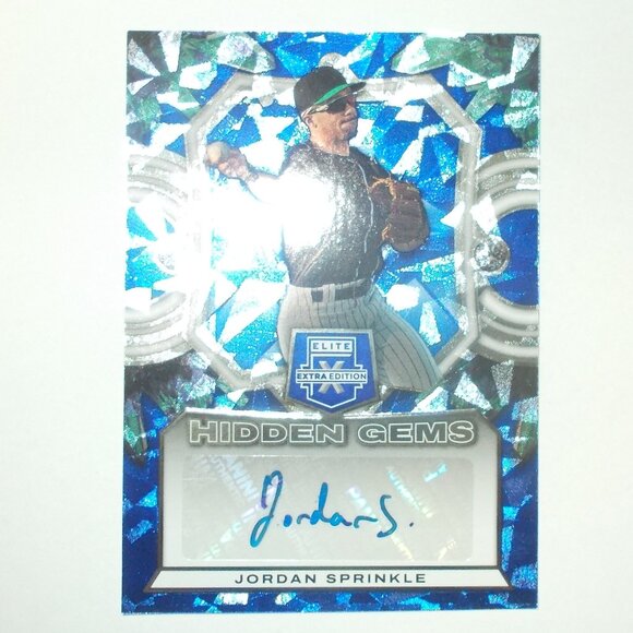 Jordan Sprinkle Hidden Gems Blue AUTO 2023 Panini Elite Extra Baseball RC - Picture 1 of 2